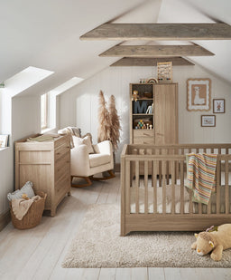 Mamas & Papas Furniture Sets Barton Nursery Bundle With Lua Bedside Crib (6 Piece) - Natural/Oak