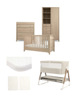 Mamas & Papas Furniture Sets Barton Nursery Bundle With Lua Bedside Crib (6 Piece) - Natural/Oak