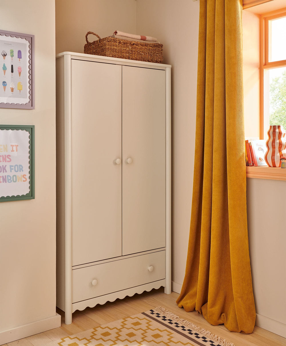 Mamas &amp; Papas Furniture Sets Eryn 3 Piece Cotbed Range with Dresser Changer &amp; Wardrobe - Cashmere