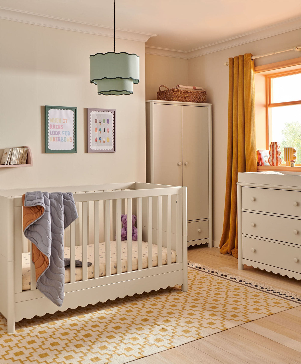 Mamas & Papas Furniture Sets Eryn 3 Piece Cotbed Range with Dresser Changer & Wardrobe - Cashmere
