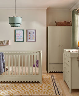 Mamas & Papas Furniture Sets Eryn 3 Piece Cotbed Range with Dresser Changer & Wardrobe - Willow Green