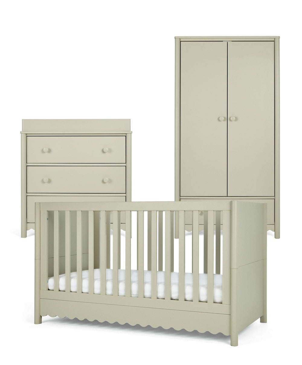 Mamas &amp; Papas Furniture Sets Eryn 3 Piece Cotbed Range with Dresser Changer &amp; Wardrobe - Willow Green