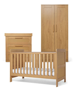 Mamas & Papas Furniture Sets Esna 3 Piece Cotbed Set with Dresser Changer & Wardrobe - Rattan