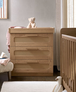 Mamas & Papas Furniture Sets Esna 3 Piece Cotbed Set with Dresser Changer & Wardrobe - Rattan