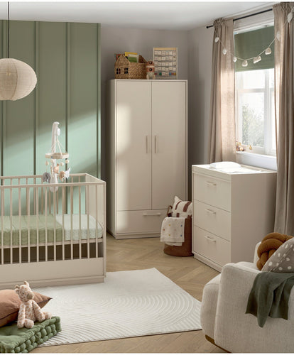 Mamas & Papas Furniture Sets Flockton 3 Piece Furniture Range with Cotbed, Dresser Changer & Wardrobe - Cashmere
