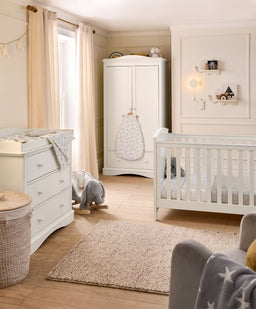Mamas & Papas Furniture Sets Flyn 3 Piece Cotbed Range with Dresser Changer & Wardrobe - White