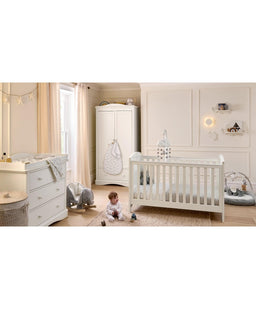 Mamas & Papas Furniture Sets Flyn 3 Piece Cotbed Range with Dresser Changer & Wardrobe - White