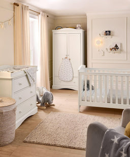 Mamas & Papas Furniture Sets Flyn 3 Piece Cotbed Range with Dresser Changer & Wardrobe - White