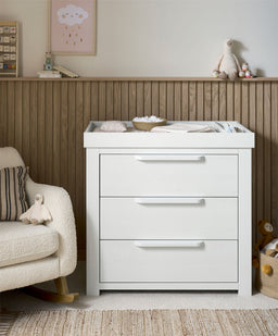 Mamas & Papas Furniture Sets Franklin 3 Piece Cotbed Range with Dresser Changer & Double Wardrobe - White Wash