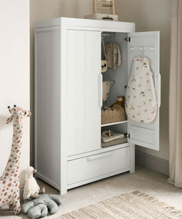 Mamas & Papas Furniture Sets Franklin 3 Piece Cotbed Range with Dresser Changer & Double Wardrobe - White Wash