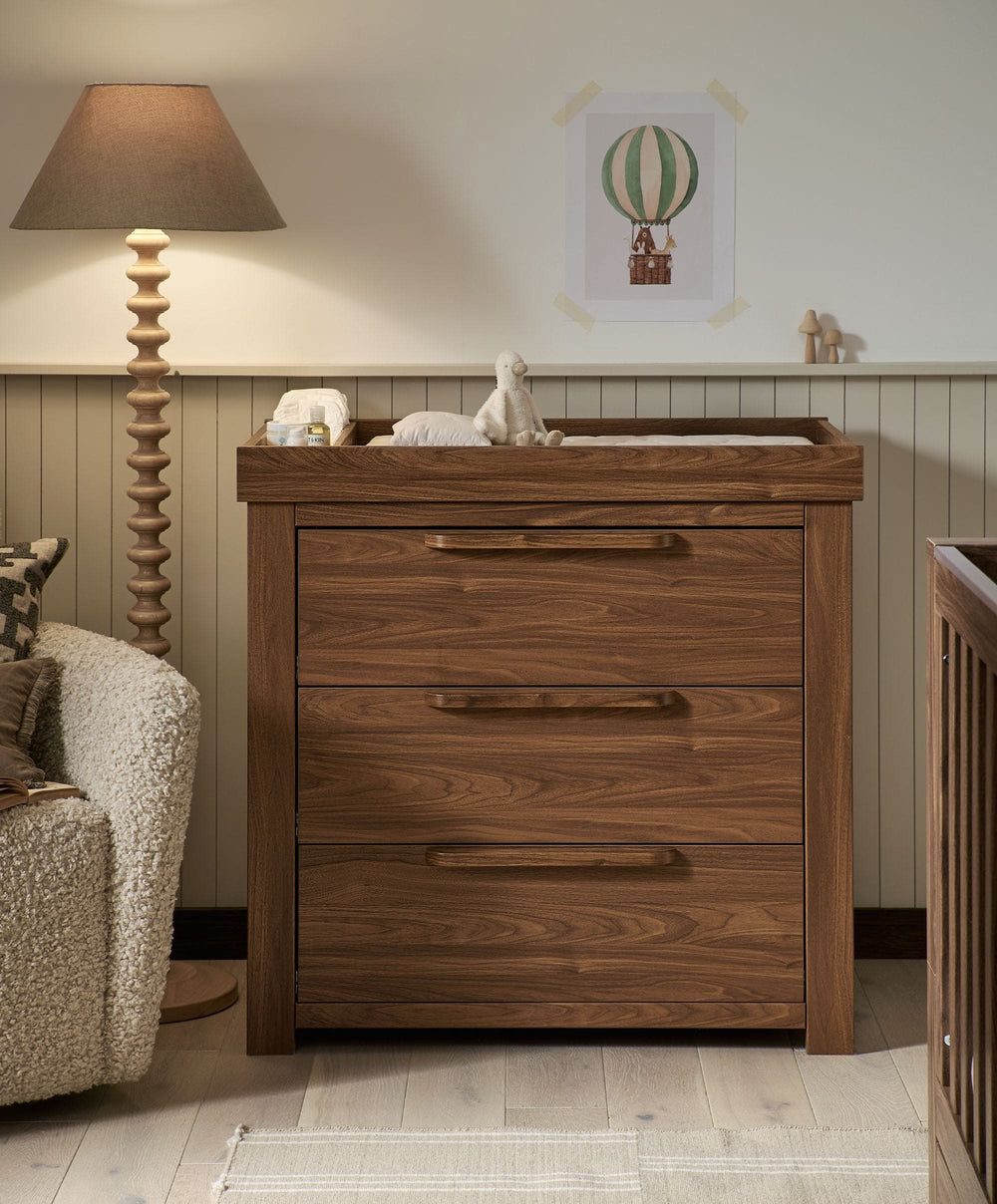 Mamas &amp; Papas Furniture Sets Franklin 3 Piece Cotbed Range with Dresser &amp; Wardrobe - Walnut