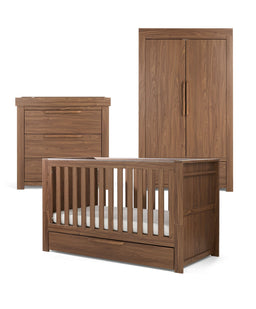 Mamas & Papas Furniture Sets Franklin 3 Piece Cotbed Range with Dresser & Wardrobe - Walnut