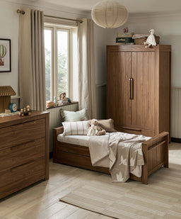 Mamas & Papas Furniture Sets Franklin 3 Piece Cotbed Range with Dresser & Wardrobe - Walnut