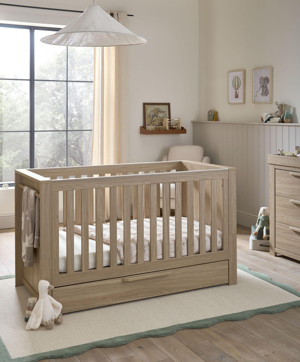 Mamas &amp; Papas Furniture Sets Franklin Nursery Bundle with Lua Bedside Crib (6 Piece) – Natural Oak