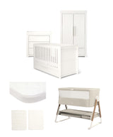 Mamas & Papas Furniture Sets Franklin Nursery Bundle with Lua Bedside Crib (6 Piece) – White Wash