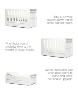 Mamas & Papas Furniture Sets Franklin Nursery Bundle with Lua Bedside Crib (6 Piece) – White Wash