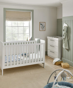 Mamas & Papas Furniture Sets Hampden 2 Piece Cotbed Set with Dresser Changer - White