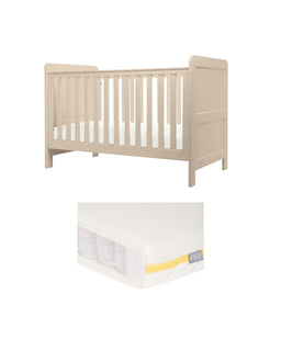 Mamas & Papas Furniture Sets Hampden Cotbed & Essential Airflow Pocket Spring Cotbed Mattress Bundle - Cashmere