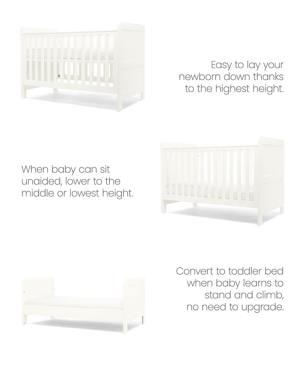 Mamas &amp; Papas Furniture Sets Hampden Cotbed &amp; Premium Pocket Spring Cotbed Mattress Bundle - White