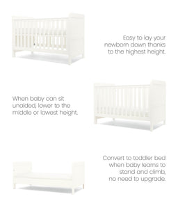 Mamas & Papas Furniture Sets Hampden Cotbed & Premium Pocket Spring Cotbed Mattress Bundle - White