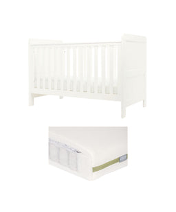 Mamas & Papas Furniture Sets Hampden Cotbed & Premium Pocket Spring Cotbed Mattress Bundle - White
