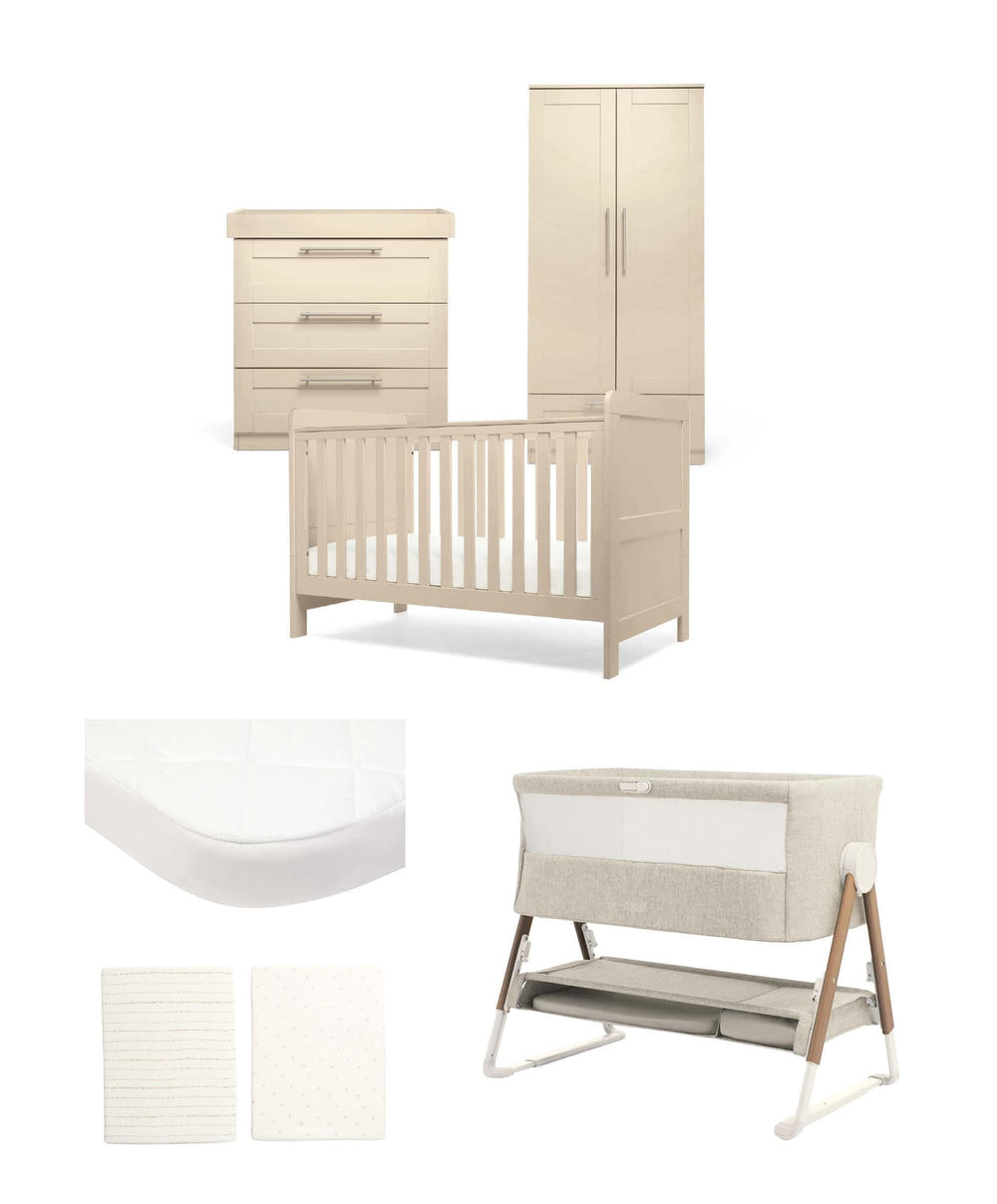 Mamas &amp; Papas Furniture Sets Hampden Nursery Bundle with Lua Bedside Crib (6 Piece) – Cashmere