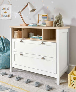 Mamas & Papas Furniture Sets Harwell 3 Piece Convertible Cot Range with Dresser Changer & Wardrobe - White/Natural