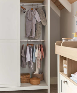 Mamas & Papas Furniture Sets Harwell 3 Piece Cotbed Range with Dresser Changer & Wardrobe - White
