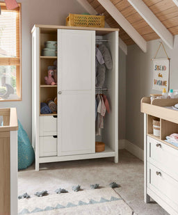 Mamas & Papas Furniture Sets Harwell 3 Piece Cotbed Range with Dresser Changer & Wardrobe - White