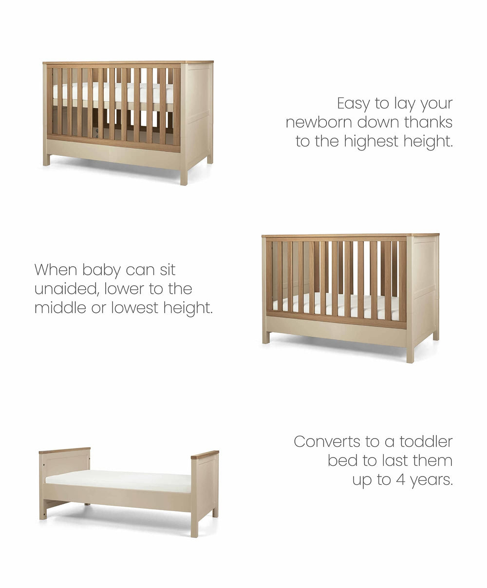 Mamas &amp; Papas Furniture Sets Harwell Convertible Cot Bundle with Premium Pocket Spring Petite Cot Mattress - Cashmere