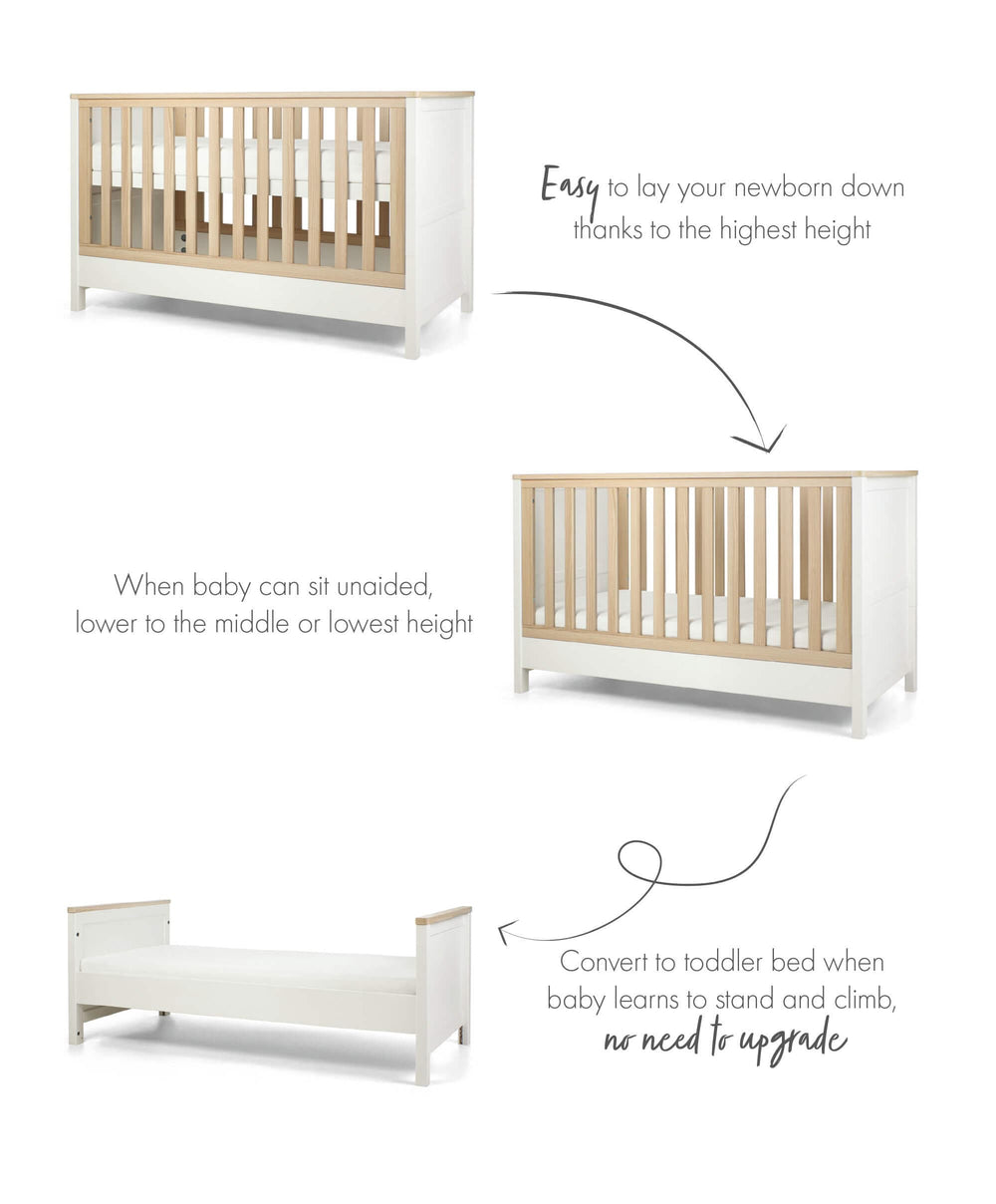 Mamas &amp; Papas Furniture Sets Harwell Nursery Bundle with Lua 2 Bedside Crib (6 Piece) – Sand/White