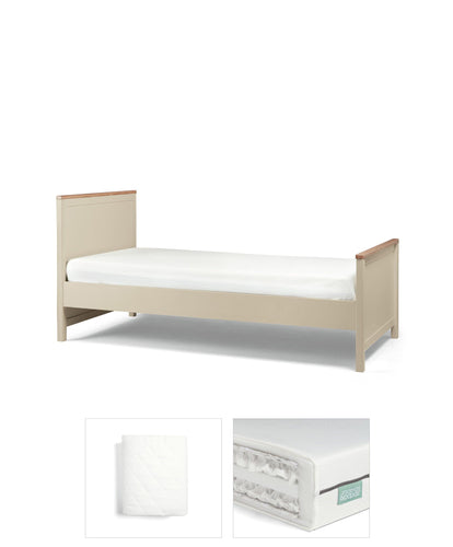 Mamas & Papas Furniture Sets Harwell Single Bed, Premium Mattress & Mattress Protector Bundle - Cashmere