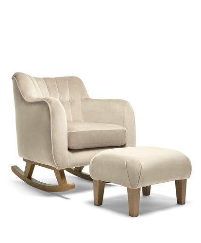 Mamas & Papas Furniture Sets Hilston Nursing Chair Set in Velvet - Latte