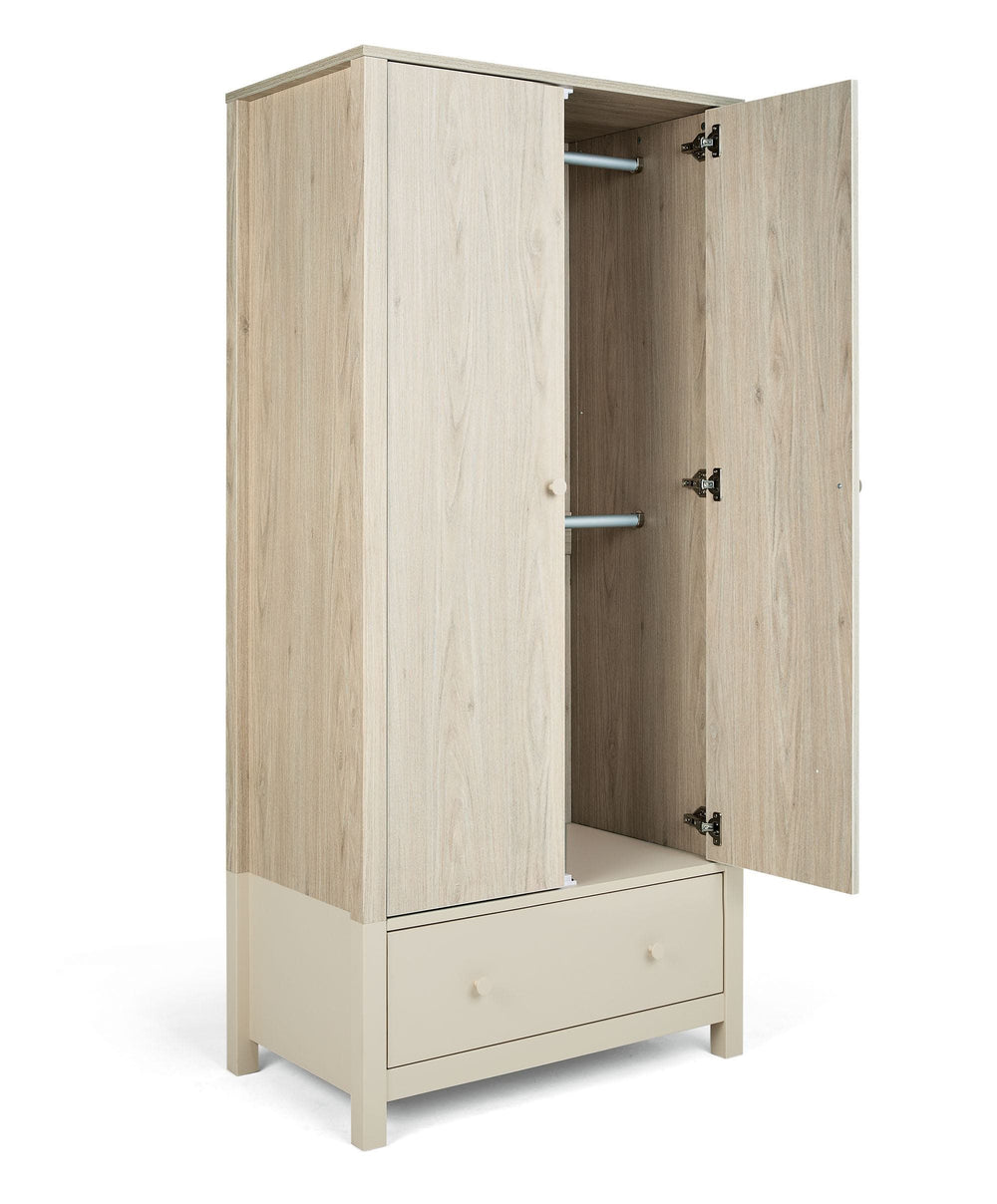 Mamas &amp; Papas Furniture Sets Litton 3 Piece Cotbed Range with Dresser Changer and Wardrobe - Washed Oak