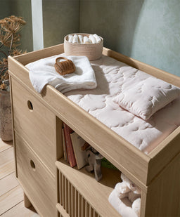 Mamas & Papas Furniture Sets Oska 2 Piece Cotbed Set with Narrow Dresser Changer - Oak/Natural