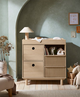 Mamas & Papas Furniture Sets Oska 2 Piece Cotbed Set with Narrow Dresser Changer - Oak/Natural