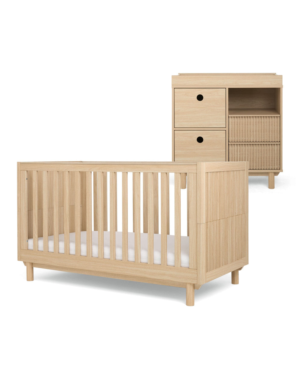Mamas &amp; Papas Furniture Sets Oska 2 Piece Cotbed Set with Narrow Dresser Changer - Oak/Natural