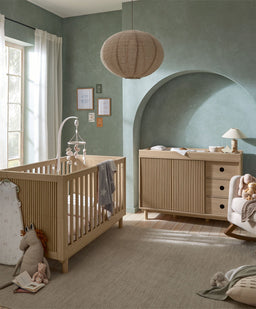 Mamas & Papas Furniture Sets Oska 2 Piece Cotbed Set With Wide Dresser Changer - White/Natural