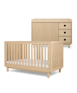 Mamas & Papas Furniture Sets Oska 2 Piece Cotbed Set With Wide Dresser Changer - White/Natural