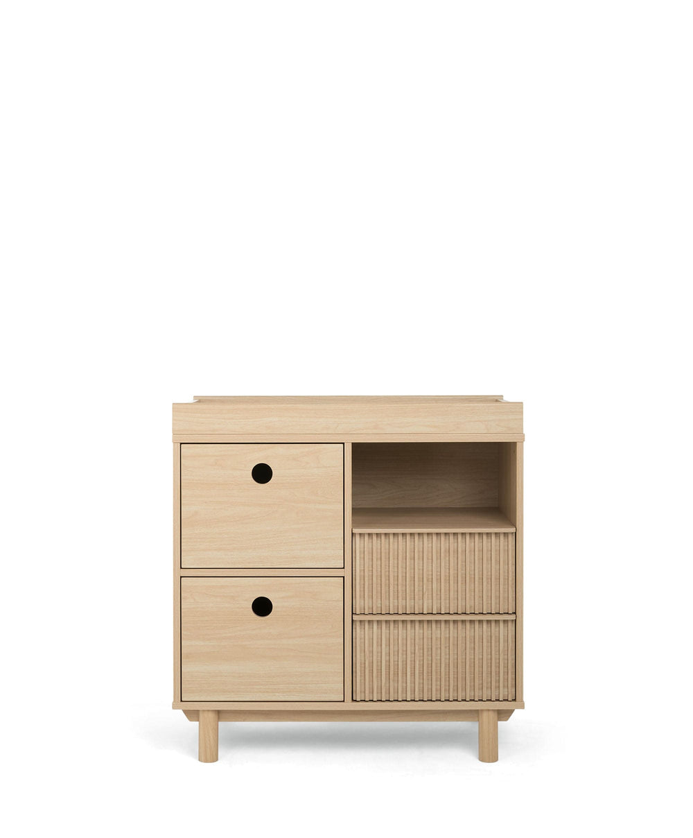 Mamas &amp; Papas Furniture Sets Oska 3 Piece Cotbed Range With Narrow Dresser Changer &amp; Wardrobe - Natural/Oak