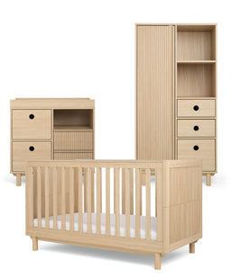 Mamas & Papas Furniture Sets Oska 3 Piece Cotbed Range With Narrow Dresser Changer & Wardrobe - Natural/Oak