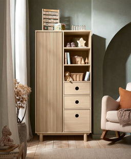 Mamas & Papas Furniture Sets Oska 3 Piece Cotbed Range With Wide Dresser Changer & Wardrobe - Natural/Oak
