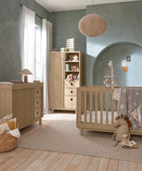 Mamas & Papas Furniture Sets Oska 3 Piece Cotbed Range With Wide Dresser Changer & Wardrobe - Natural/Oak