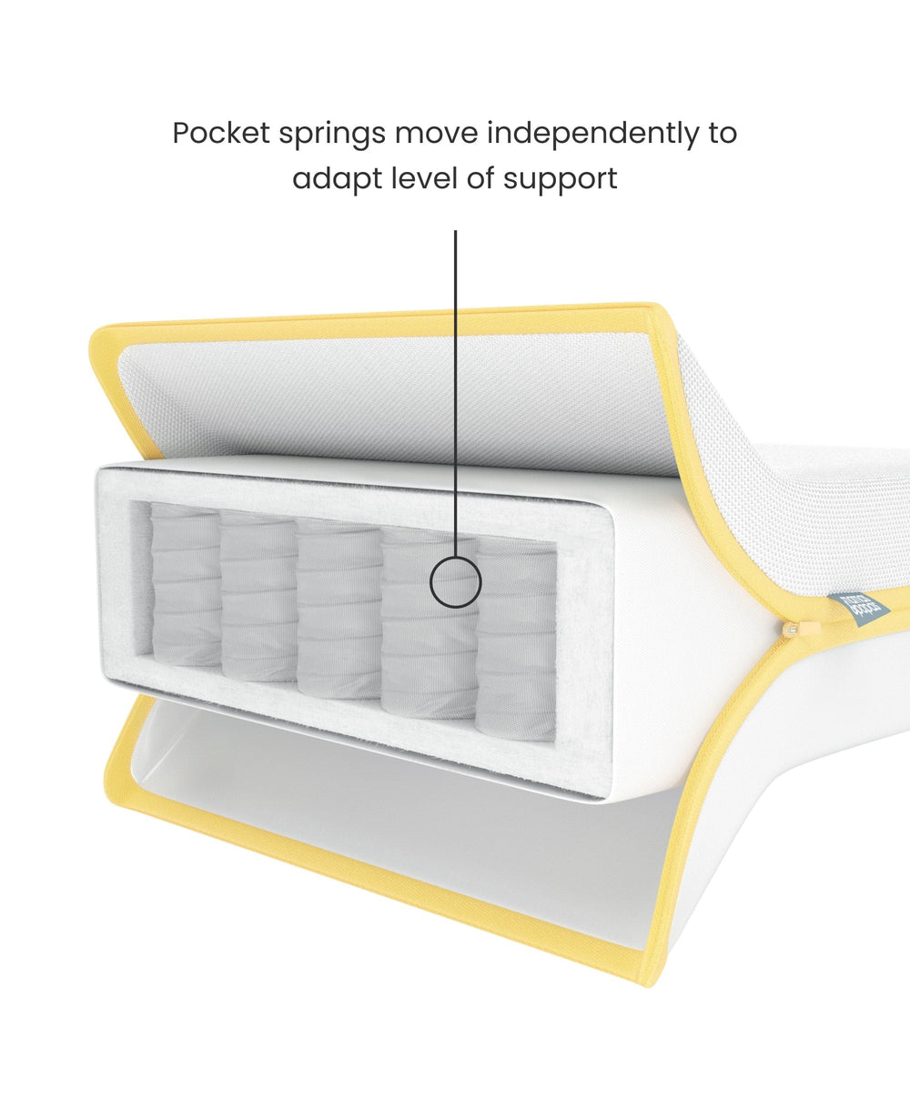 Mamas &amp; Papas Furniture Sets Oska Cotbed &amp; Essential Airflow Pocket Spring Cotbed Mattress Bundle - Natural/Oak