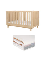 Mamas & Papas Furniture Sets Oska Cotbed & Luxury Hybrid Twin Cotbed Mattress Bundle - Natural/Oak