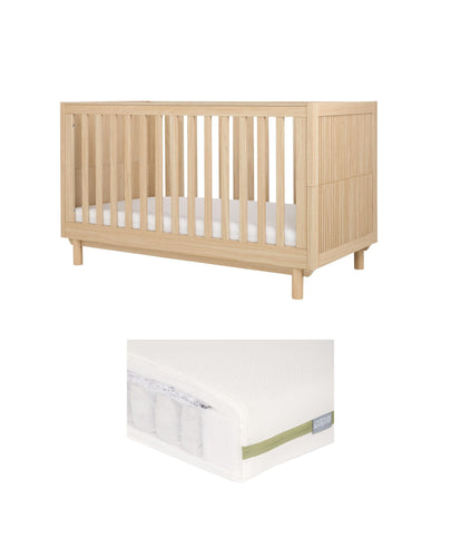 Mamas & Papas Furniture Sets Oska Cotbed & Premium Pocket Spring Cotbed Mattress Bundle - Natural/Oak