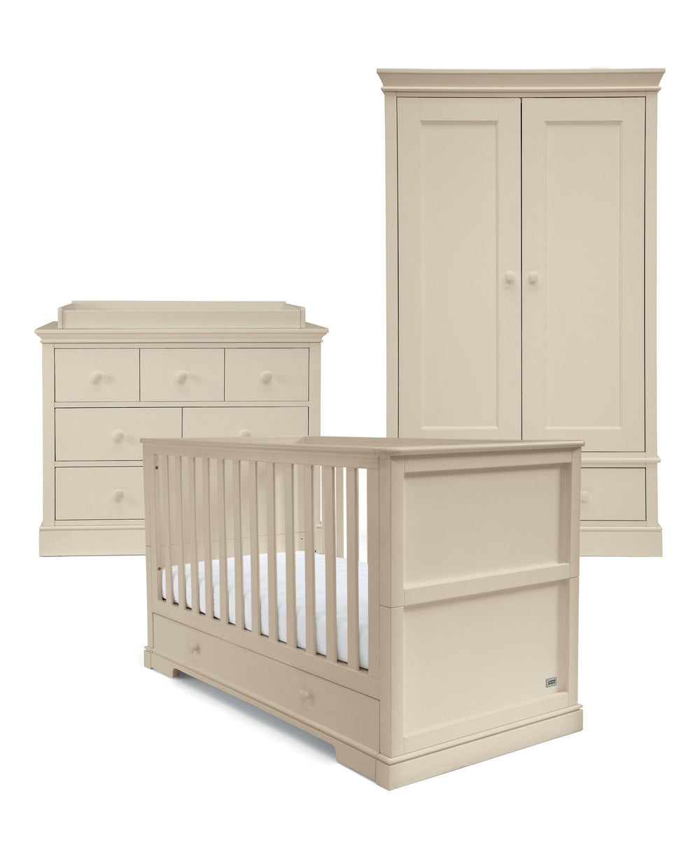 Mamas &amp; Papas Furniture Sets Oxford 3 Piece Cotbed Range with Dresser Changer &amp; Wardrobe - Cashmere