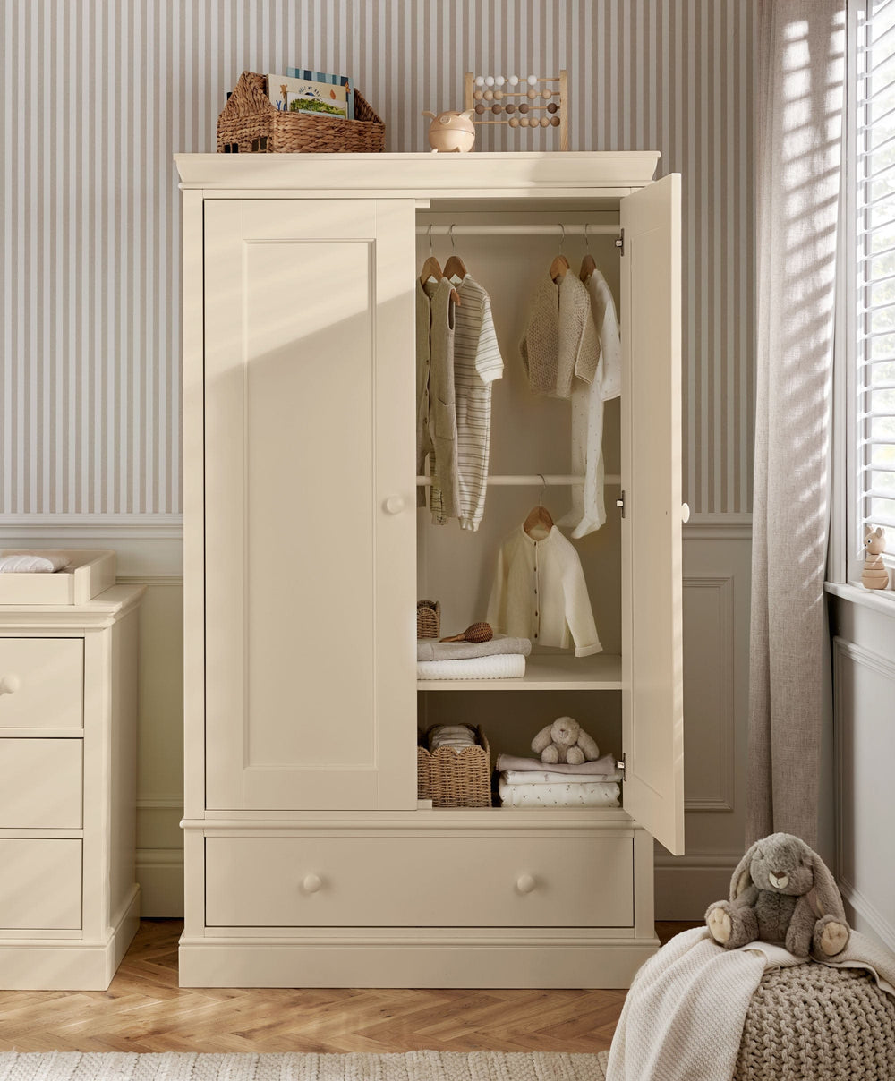 Mamas &amp; Papas Furniture Sets Oxford 3 Piece Cotbed Range with Dresser Changer &amp; Wardrobe - Cashmere
