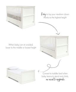 Mamas & Papas Furniture Sets Oxford 3 Piece Cotbed Range with Dresser Changer & Wardrobe - White