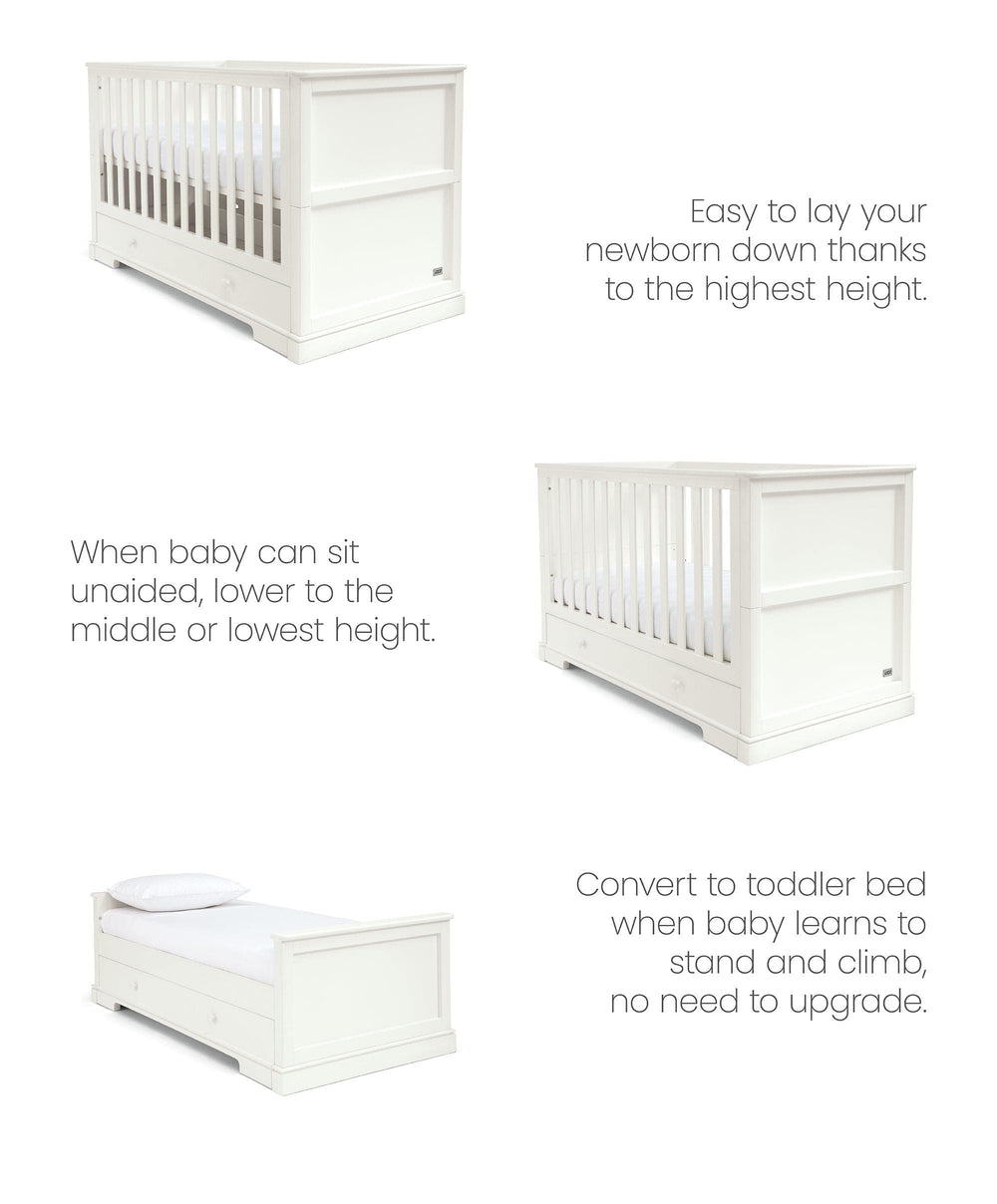 Mamas &amp; Papas Furniture Sets Oxford Nursery Bundle with Lua Bedside Crib (6 Piece) – White